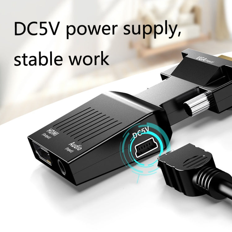 HW-2217 VGA to HDMI Converter With Audio Computer Host to HD Converter(Black) - free shipping - PMC TechLife - Order now!