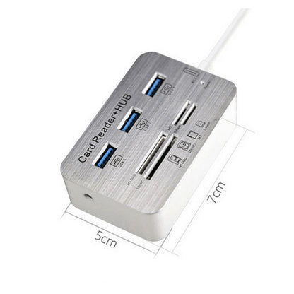 619-3.0 3 Port HUB + 4 Port Card Reader One to Three High Speed USB 3.0 Hub Splitter(White) - USB 3.0 HUB by PMC Jewellery | Online Shopping South Africa | PMC Jewellery | Buy Now Pay Later Mobicred