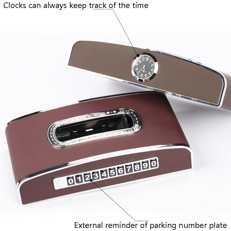 Car Clock Tissue Box Multi-Function Vehicle Instrument Table Paper Towel Box, Style: Clock+Parking Card (Green) - Tissue Boxes by PMC Jewellery | Online Shopping South Africa | PMC Jewellery