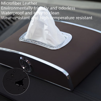 Car Clock Tissue Box Multi-Function Vehicle Instrument Table Paper Towel Box, Style: Clock+Parking Card (Black) - Tissue Boxes by PMC Jewellery | Online Shopping South Africa | PMC Jewellery