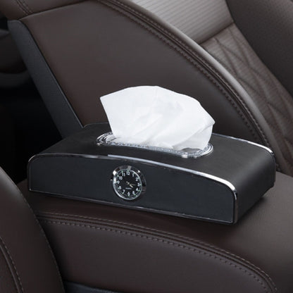 Car Clock Tissue Box Multi-Function Vehicle Instrument Table Paper Towel Box, Style: With Clock (Black) - Tissue Boxes by PMC Jewellery | Online Shopping South Africa | PMC Jewellery