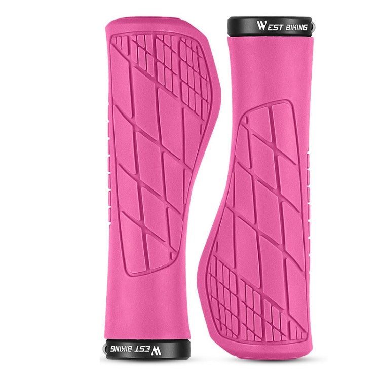 1 Pair WEST BIKING YP0804060 Bicycle Grips Mountain Bike Non-Slip Rubber Grips(Rose Red) - free shipping - PMc TechLife - Order now!