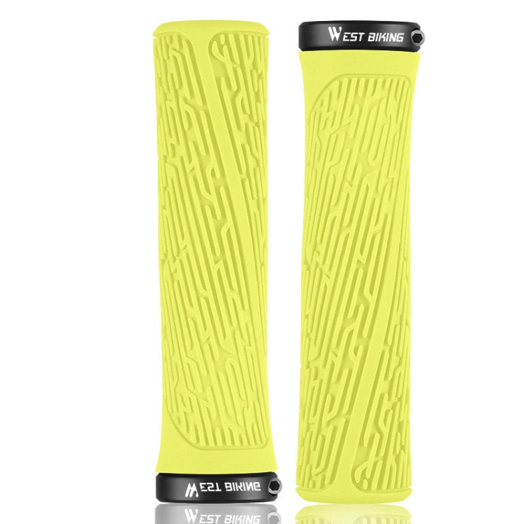1 Pair WEST BIKING YP0804061 Bicycle Anti-Slip Shock Absorber Grip Mountain Bike Rubber Handlebar Cover(Yellow) - free shipping - PMc TechLife - Order now!