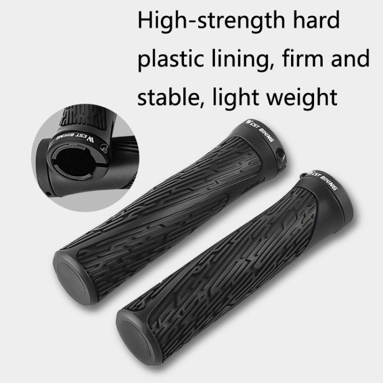 1 Pair WEST BIKING YP0804061 Bicycle Anti-Slip Shock Absorber Grip Mountain Bike Rubber Handlebar Cover(Blue) - free shipping - PMc TechLife - Order now!