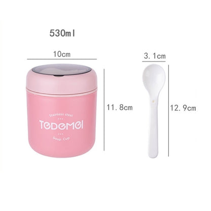 Portable Thermal Insulation Sealed Soup Cup With Lid Breakfast Lunch Box For Office Workers(Pink) - Cutlery Sets by PMC Jewellery | Online Shopping South Africa | PMC Jewellery