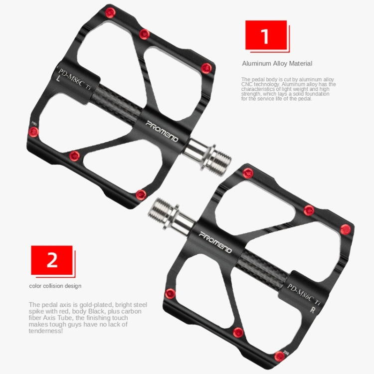 1 Pair PROMEND Titanium Axle Carbon Tube Bicycle Pedal Mountain Bike Road Bike 3 Palin Pedal PD-M86C-TI - free shipping - PMc TechLife - Order now!