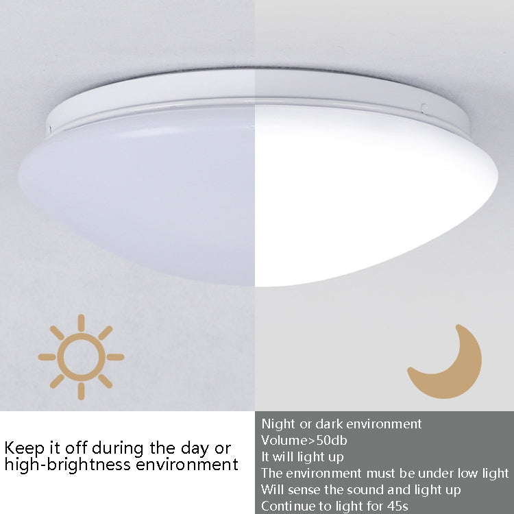 LED Sound Light Control Ceiling Lamp Round Corridor Intelligent Sensor Lamp, Power source: 12W 270mm(Warm White) - Sensor LED Lights by PMC TechLife | Online Shopping South Africa | PMC TechLife | Buy Now Pay Later Mobicred