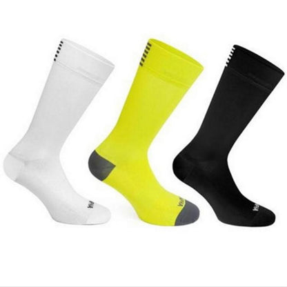 2 Pairs Man Cycling Breathable Socks Bicycle Socks Outdoor Sports Racing Bike Compression Socks(White) - Tube Socks by PMC Jewellery | Online Shopping South Africa | PMC Jewellery