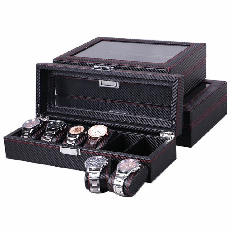Carbon Fiber PU Leather Watch Box Jewelry Storage Box Packaging Box, Style: 6 Watch Positions - free shipping - PMc TechLife - Order now!