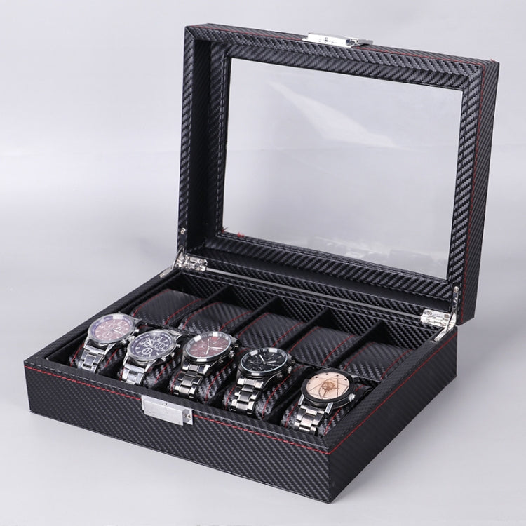 Carbon Fiber PU Leather Watch Box Jewelry Storage Box Packaging Box, Style: 10 Watch Positions - free shipping - PMc TechLife - Order now!