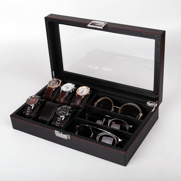 Carbon Fiber PU Leather Watch Box Jewelry Storage Box Packaging Box, Style: 6 + 3 - free shipping - PMc TechLife - Order now!