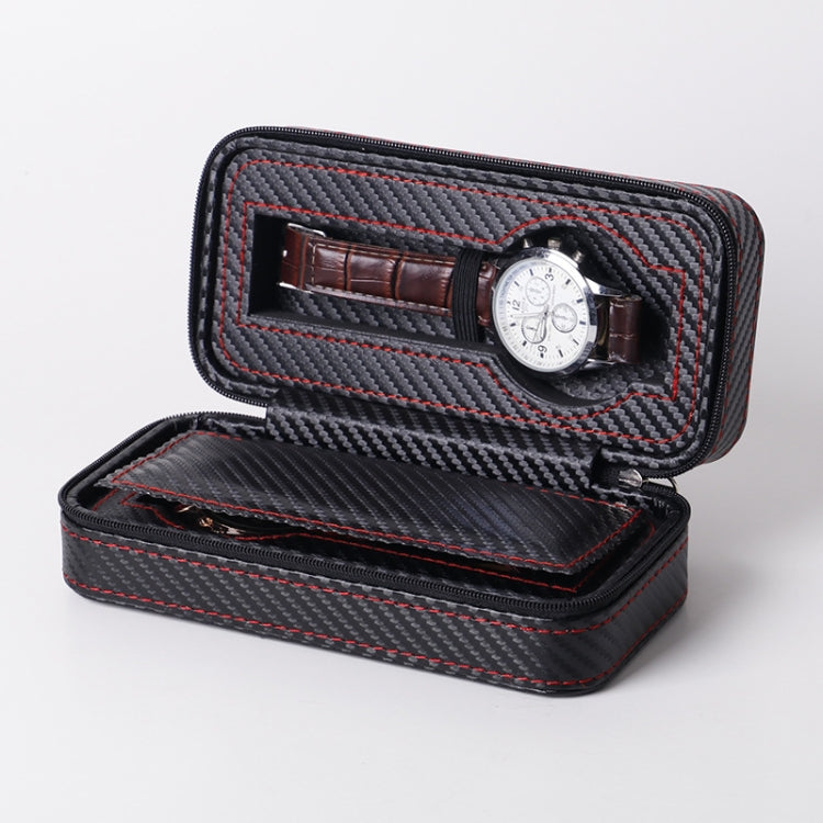 PU Leather Full Carbon Fiber Zipper Watch Bag Watch Storage Display Box, Style: 02 Watch Position - free shipping - PMc TechLife - Order now!
