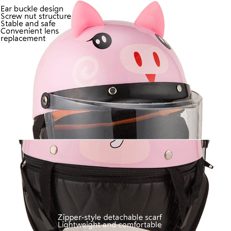 BYB 820 Children Four Seasons Universal Cartoon Electric Motorcycle Helmet, Specification: Tea Color Short Lens(Four Seasons White Cat) - Helmets by PMC Jewellery | Online Shopping South Africa | PMC Jewellery