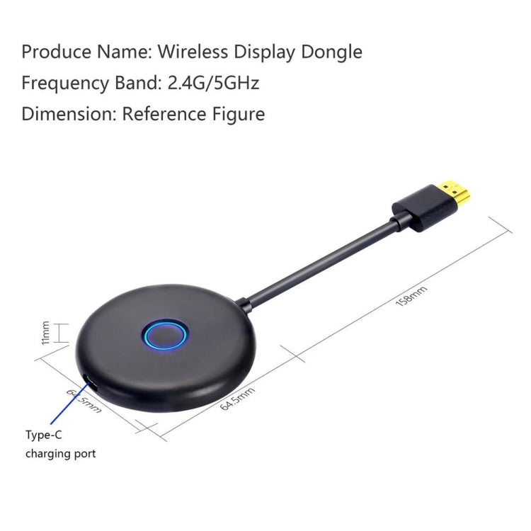 E89BK 2.4GHz / 5GHz WiFi Wireless Display Dongle Receiver Horizontal And Vertical Screen Streaming Media Player HDTV Stick(Black) - free shipping - PMC Jewellery - Order now!