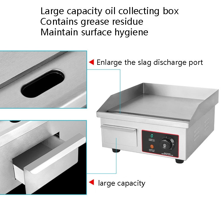 Fuyi Commercial Desktop Electric Stove Stainless Steel Body Cast Iron Skewers Pancake Electric Griddle, EU Plug(EG-818B) - free shipping - PMC TechLife - Order now!