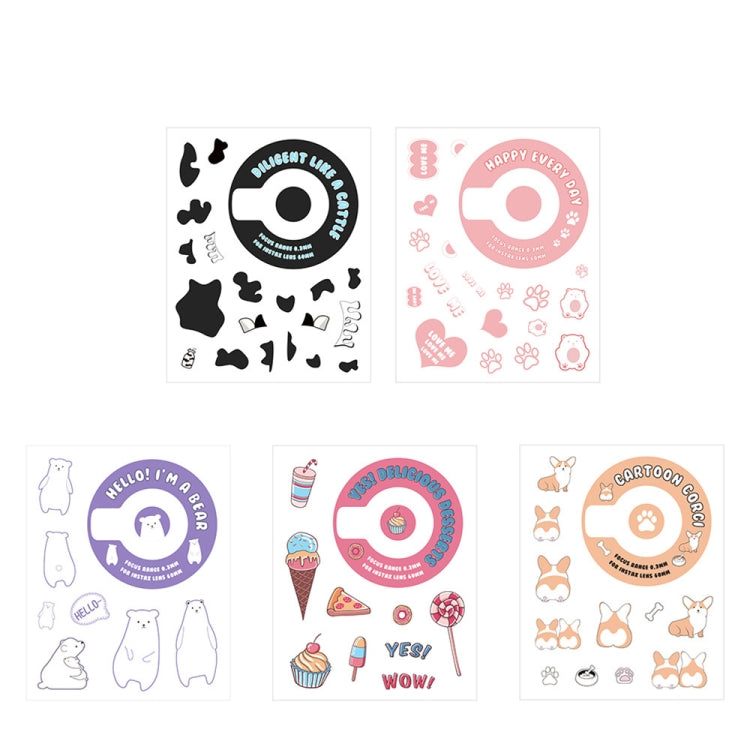 5 PCS 5 in 1 DIY Cute Cartoon  Camera Stickers Set for Fujifilm Instax mini 11(Dessert Animal Series) - free shipping - PMC TechLife - Order now!