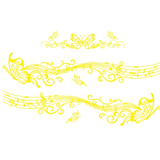 D-347 Butterfly Note Car Sticker Sheet Music Waist Line Body Sticker(Yellow) - Decorative Sticker by PMC Jewellery | Online Shopping South Africa | PMC Jewellery | Buy Now Pay Later Mobicred