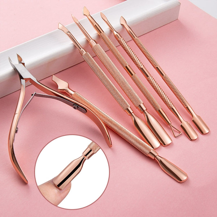 3 PCS Stainless Steel Rose Gold Double-Headed Steel Push Dead Skin Scissors Nail Set,Style: Dot Flower Needle - Nail Art Equipment by PMC Jewellery | Online Shopping South Africa | PMC Jewellery | Buy Now Pay Later Mobicred