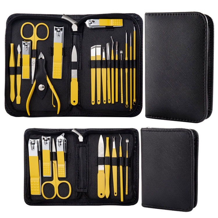 18 In 1 Yellow  Nail Clipper Set Manicure Set Stainless Steel Nail Clipper Manicure Tool - free shipping - PMC Jewellery - Order now!
