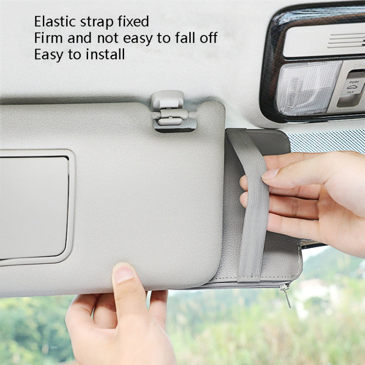 2 PCS Auto Sun Visor Card Clip Business Card Glasses Clip Zipper Car Mobile Phone Document Folder(Blue) - Stowing Tidying by PMC TechLife | Online Shopping South Africa | PMC TechLife | Buy Now Pay Later Mobicred