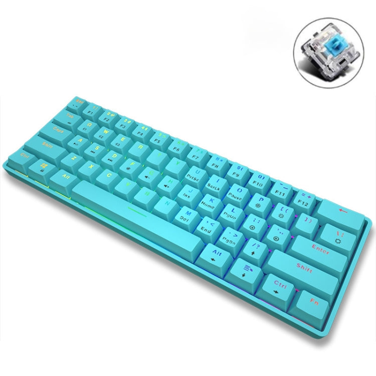LEAVEN K28 61 Keys Gaming Office Computer RGB Wireless Bluetooth + Wired Dual Mode Mechanical Keyboard, Cabel Length:1.5m, Colour: Green Axis (Blue) - free shipping - PMC Jewellery - Order now!