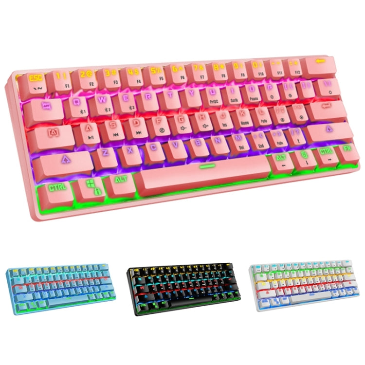 LEAVEN K28 61 Keys Gaming Office Computer RGB Wireless Bluetooth + Wired Dual Mode Mechanical Keyboard, Cabel Length:1.5m, Colour: Tea Axis (Pink) - free shipping - PMC Jewellery - Order now!