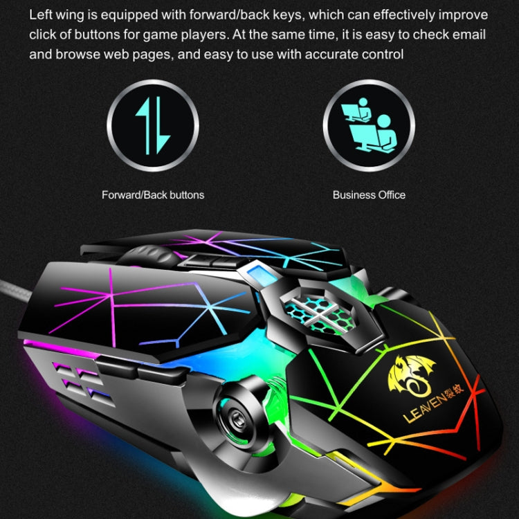 LEAVEN 7 Keys 4000DPI USB Wired Computer Office Luminous RGB Mechanical Gaming Mouse, Cabel Length:1.5m, Colour: S30 Black - free shipping - PMC TechLife - Order now!