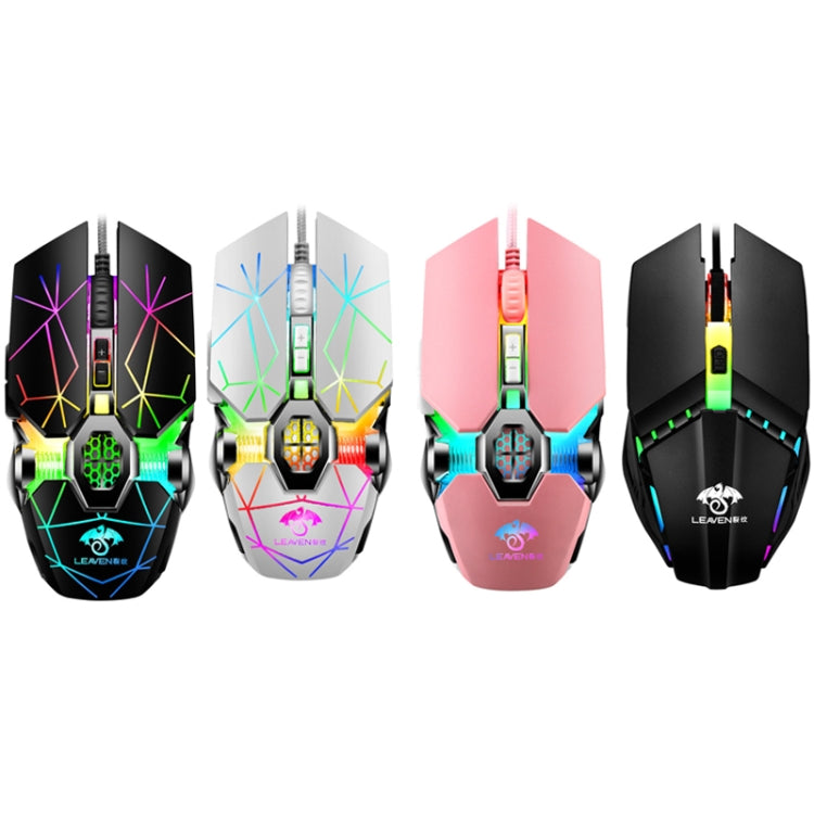 LEAVEN 7 Keys 4000DPI USB Wired Computer Office Luminous RGB Mechanical Gaming Mouse, Cabel Length:1.5m, Colour: S30 Pink - free shipping - PMC Jewellery - Order now!