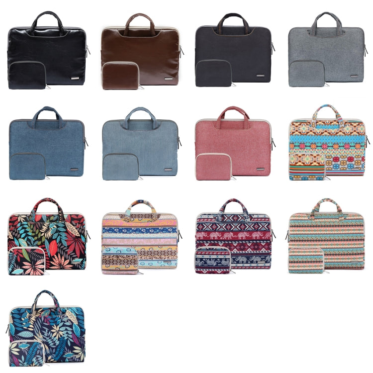 LiSEN LS-116 Simple Laptop Bag Business Laptop Liner Bag, Size: 11.6 inch(Canvas Colorful Leaves Black) - free shipping - PMC Jewellery - Order now!
