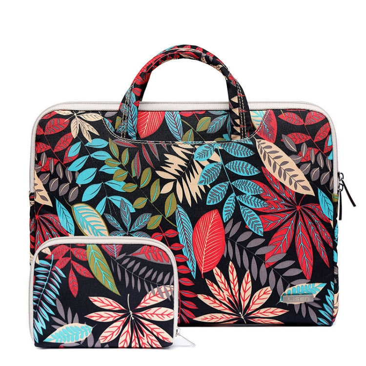 LiSEN LS-116 Simple Laptop Bag Business Laptop Liner Bag, Size: 13.3 inch(Canvas Colorful Leaves Black) - free shipping - PMC Jewellery - Order now!