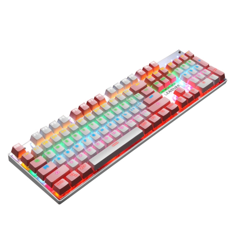 104 Keys Green Shaft RGB Luminous Keyboard Computer Game USB Wired Metal Mechanical Keyboard, Cabel Length:1.5m, Style: Double Imposition Version (Pink White) - Wired Keyboard by PMC Jewellery | Online Shopping South Africa | PMC Jewellery | Buy Now Pay Later Mobicred