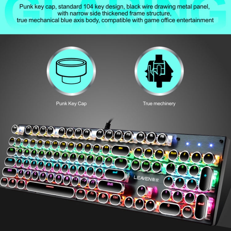 104 Keys Green Shaft RGB Luminous Keyboard Computer Game USB Wired Metal Mechanical Keyboard, Cabel Length:1.5m, Style: Double Imposition Version (Blue White) - Wired Keyboard by PMC Jewellery | Online Shopping South Africa | PMC Jewellery | Buy Now Pay Later Mobicred