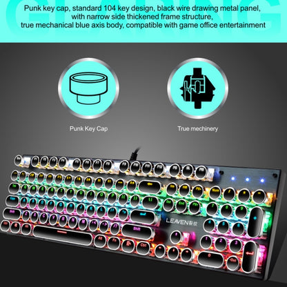 104 Keys Green Shaft RGB Luminous Keyboard Computer Game USB Wired Metal Mechanical Keyboard, Cabel Length:1.5m, Style: Double Imposition Version (White Blue) - Wired Keyboard by PMC Jewellery | Online Shopping South Africa | PMC Jewellery | Buy Now Pay Later Mobicred