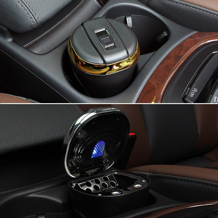 N09C Car Ashtray With Lamp And Cover Car Ashtray(Gold) - Ashtrays by PMC TechLife | Online Shopping South Africa | PMC TechLife | Buy Now Pay Later Mobicred