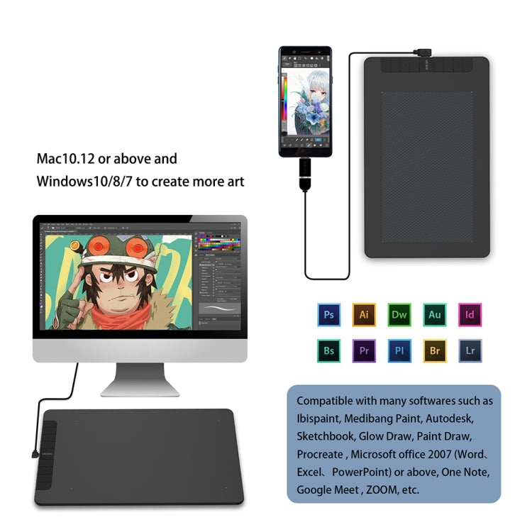 VEIKK VK1060 Hand-Painted Tablet Electronic Painting Board Can Be Connected To Mobile Phone -  by VEIKK | Online Shopping South Africa | PMC TechLife | Buy Now Pay Later Mobicred