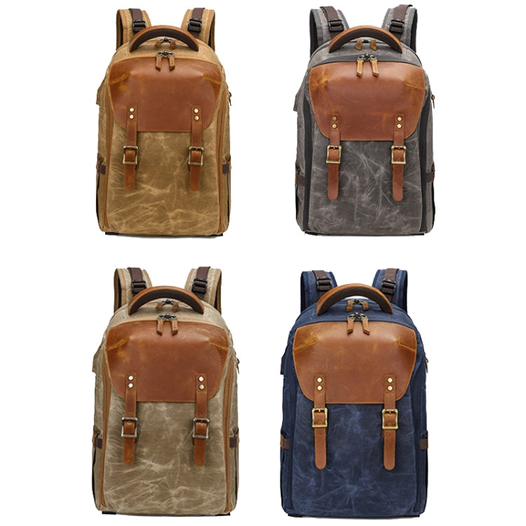K805 Waterproof Batik Canvas Camera Backpack Outdoor Liner Shoulder Photography Bag(Khaki) - Backpack by PMC TechLife | Online Shopping South Africa | PMC TechLife | Buy Now Pay Later Mobicred