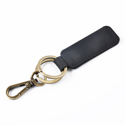 2 PCS Handmade Crazy Horse Leather Retro Keychain Car Couple Keychain, Specification: Double Ring(Black) - Key Rings by PMC Jewellery | Online Shopping South Africa | PMC Jewellery | Buy Now Pay Later Mobicred