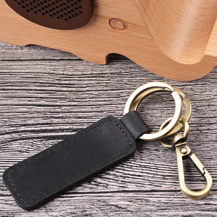 2 PCS Handmade Crazy Horse Leather Retro Keychain Car Couple Keychain, Specification: Double Ring(Black) - Key Rings by PMC Jewellery | Online Shopping South Africa | PMC Jewellery | Buy Now Pay Later Mobicred