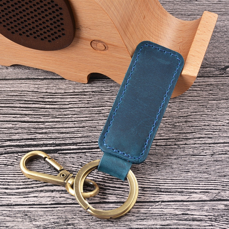 2 PCS Handmade Crazy Horse Leather Retro Keychain Car Couple Keychain, Specification: Double Ring(Blue) - Key Rings by PMC Jewellery | Online Shopping South Africa | PMC Jewellery | Buy Now Pay Later Mobicred