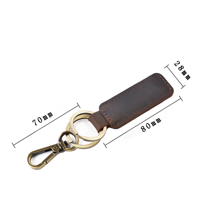 2 PCS Handmade Crazy Horse Leather Retro Keychain Car Couple Keychain, Specification: Double Ring(Wine Red) - Key Rings by PMC TechLife | Online Shopping South Africa | PMC TechLife | Buy Now Pay Later Mobicred