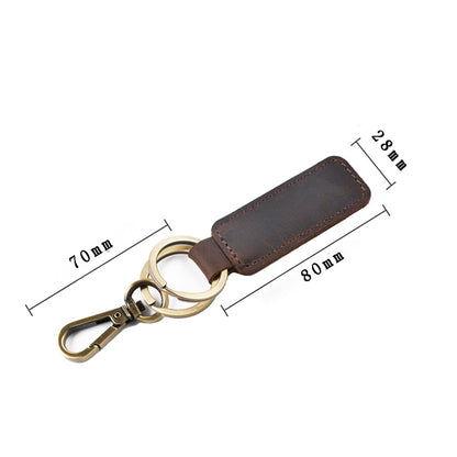 2 PCS Handmade Crazy Horse Leather Retro Keychain Car Couple Keychain, Specification: Double Ring(Wine Red) - Key Rings by PMC Jewellery | Online Shopping South Africa | PMC Jewellery | Buy Now Pay Later Mobicred