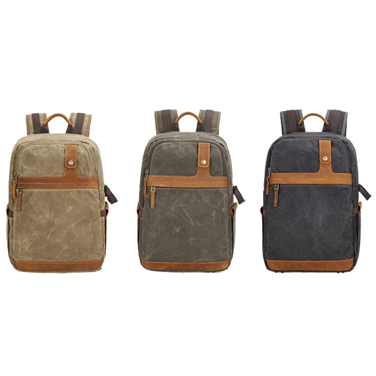 D1383 Outdoor SLR Digital Camera Backpack Waterproof Batik Canvas Camera Bag(Green) - Backpack by PMC TechLife | Online Shopping South Africa | PMC TechLife | Buy Now Pay Later Mobicred