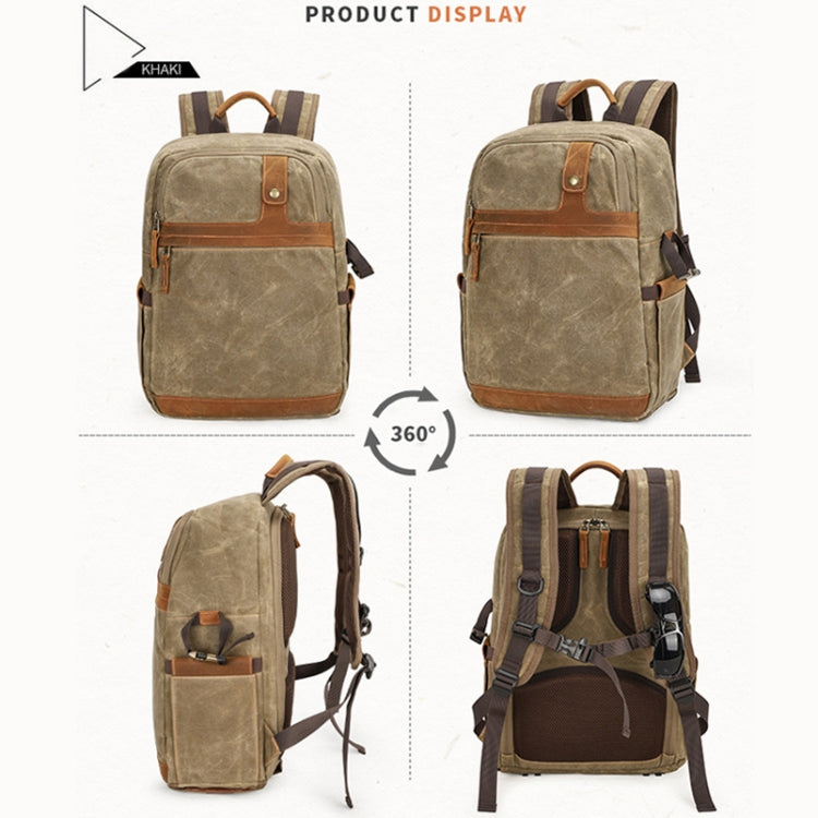 D1383 Outdoor SLR Digital Camera Backpack Waterproof Batik Canvas Camera Bag(Green) - Backpack by PMC TechLife | Online Shopping South Africa | PMC TechLife | Buy Now Pay Later Mobicred