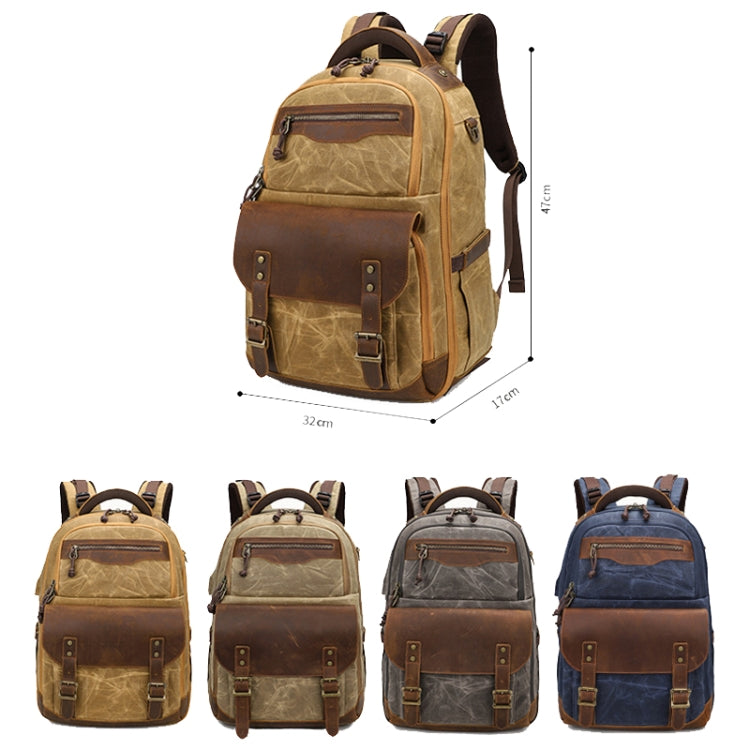 K813 Retro SLR Camera Bag Canvas Shoulder Computer Camera Bag(Khaki) - Backpack by PMC TechLife | Online Shopping South Africa | PMC TechLife | Buy Now Pay Later Mobicred