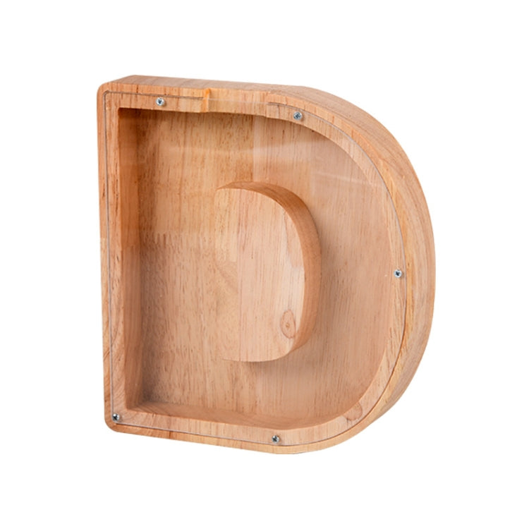 Wooden English Alphabet Piggy Bank Transparent Acrylic Piggy Bank(D) - Piggy Banks by PMC TechLife | Online Shopping South Africa | PMC TechLife | Buy Now Pay Later Mobicred