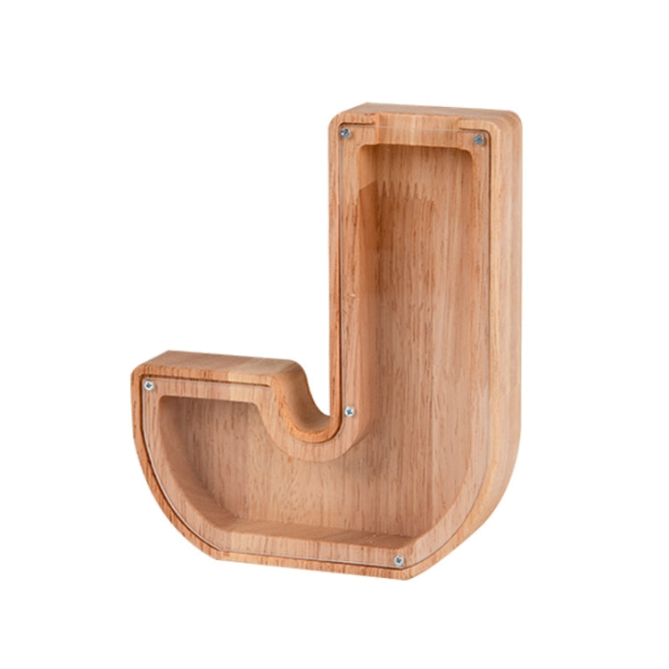 Wooden English Alphabet Piggy Bank Transparent Acrylic Piggy Bank(J) - Piggy Banks by PMC TechLife | Online Shopping South Africa | PMC TechLife | Buy Now Pay Later Mobicred