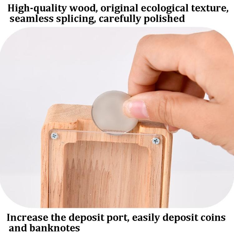 Wooden English Alphabet Piggy Bank Transparent Acrylic Piggy Bank(D) - Piggy Banks by PMC TechLife | Online Shopping South Africa | PMC TechLife | Buy Now Pay Later Mobicred