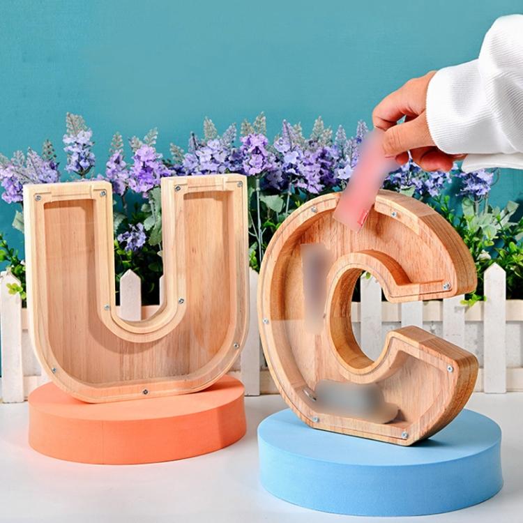 Wooden English Alphabet Piggy Bank Transparent Acrylic Piggy Bank(D) - Piggy Banks by PMC TechLife | Online Shopping South Africa | PMC TechLife | Buy Now Pay Later Mobicred