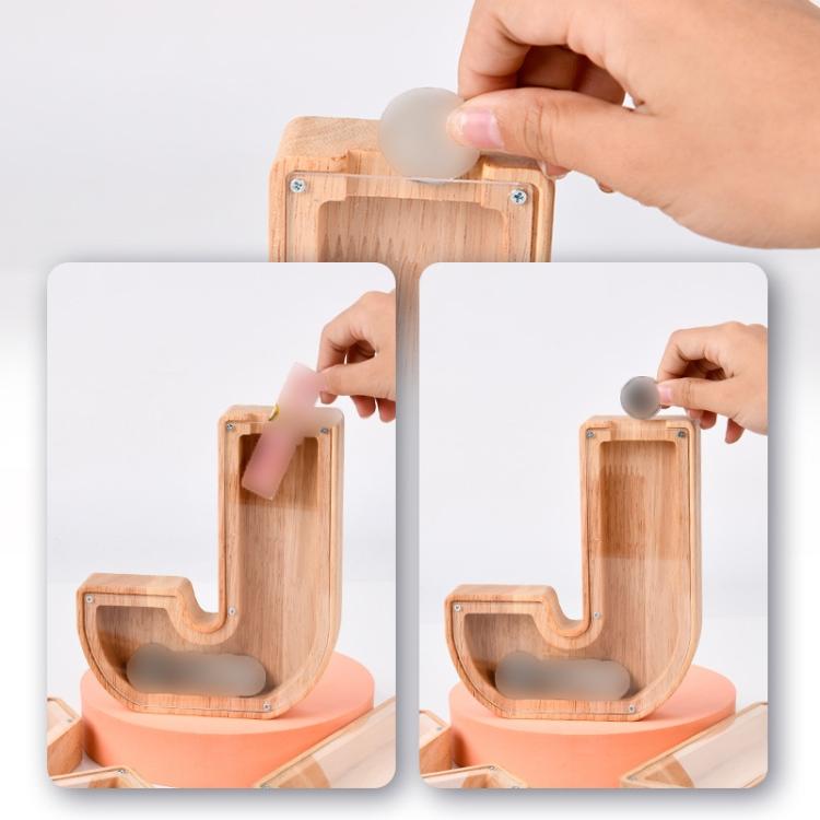 Wooden English Alphabet Piggy Bank Transparent Acrylic Piggy Bank(N) - Piggy Banks by PMC TechLife | Online Shopping South Africa | PMC TechLife | Buy Now Pay Later Mobicred