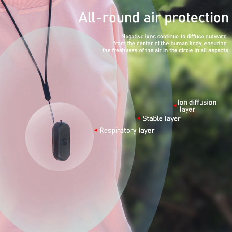EP206 Hanging Neck Negative Ion Necklace Air Purifier(Black) - free shipping - PMC TechLife - Order now!
